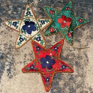 Embroidered Star Ornaments Set